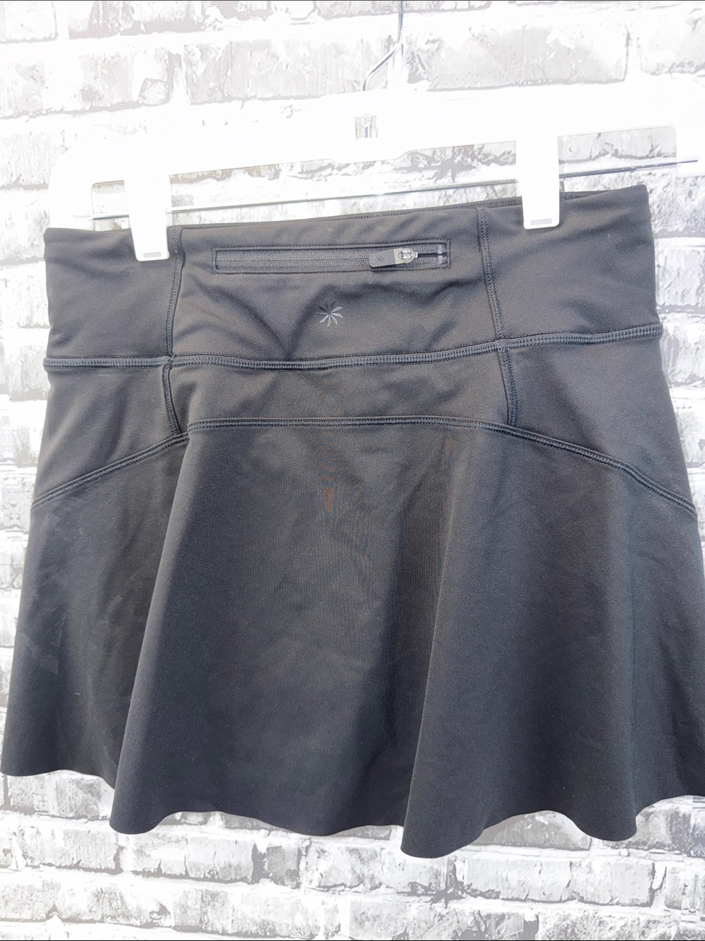 Athleta Girl Black Athletic Flared Skorts  with Zip‎ Pocket